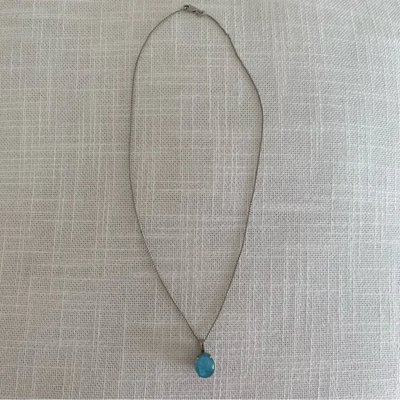 Blue Opal 14 K White Gold Necklace - Picture 7 of 9